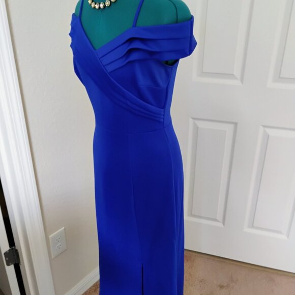 Alexa B Nites Royal Blue Dress Full Length Size 6 Polyester Spandex - Picture 4 of 11